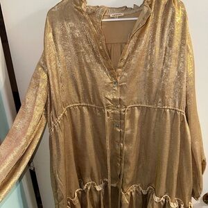 Gold Shimmer Long Sleeve Dress